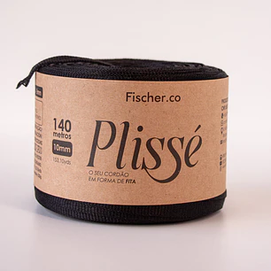 Fita Plissé - Fio 100% Poliéster 10mm - 140 metros - Preto - 20081