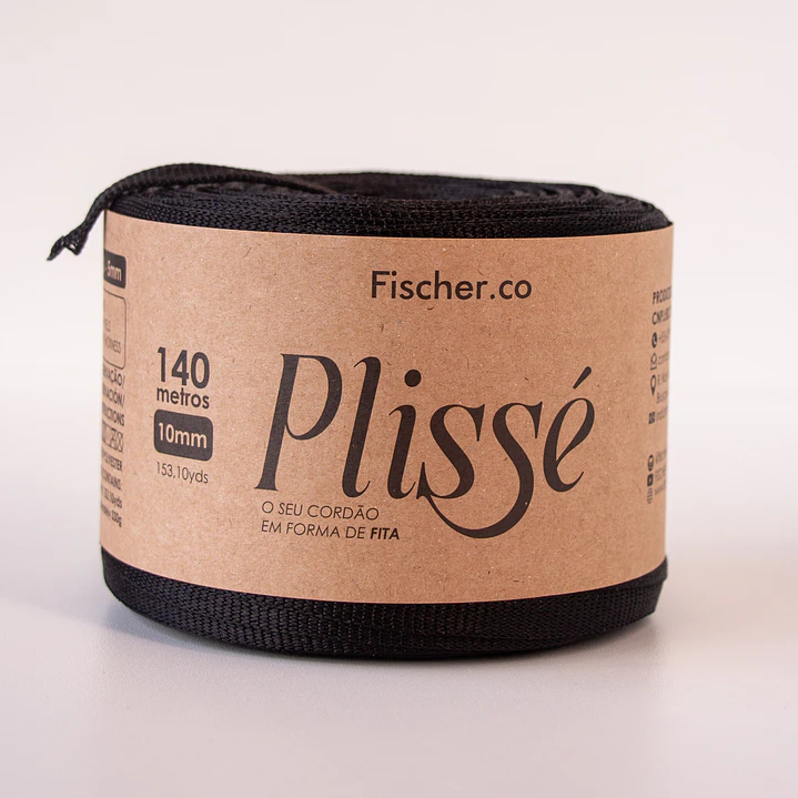 Fita Plissé - Fio 100% Poliéster 10mm - 140 metros - Preto - 20081 1