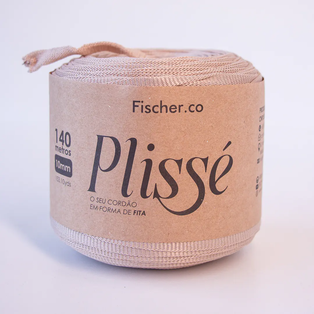 Fita Plissé - Fio 100% Poliéster 10mm - 140 metros - Bege - 20083 1