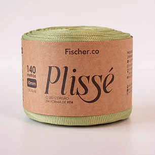 Fita Plissé - Fio 100% Poliéster 10mm - 140 metros - Verde Sálvia - 20085