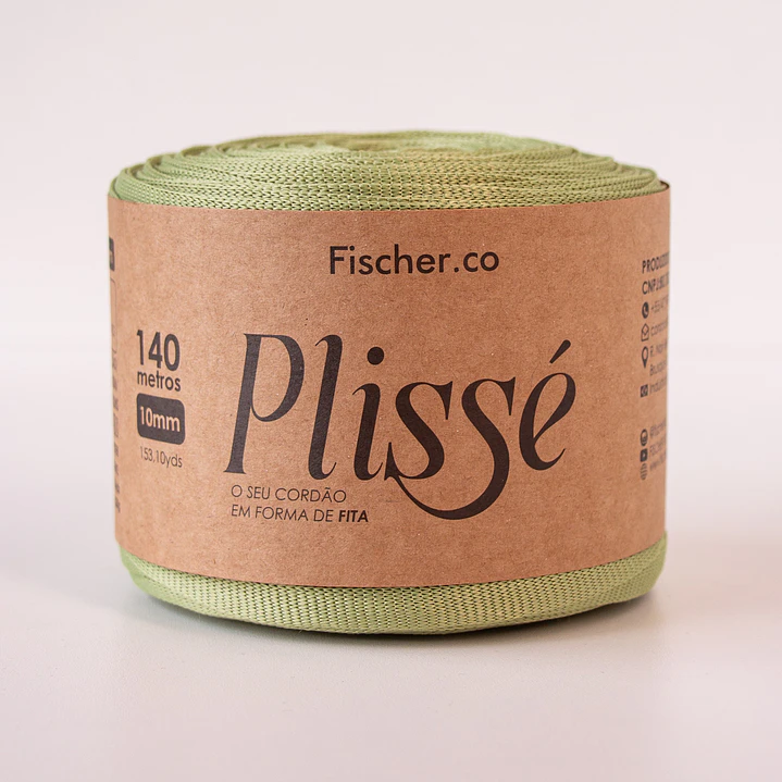 Fita Plissé - Fio 100% Poliéster 10mm - 140 metros - Verde Sálvia - 20085 1
