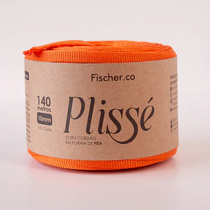 Fita Plissé - Fio 100% Poliéster 10mm - 140 metros - Laranja - 20087