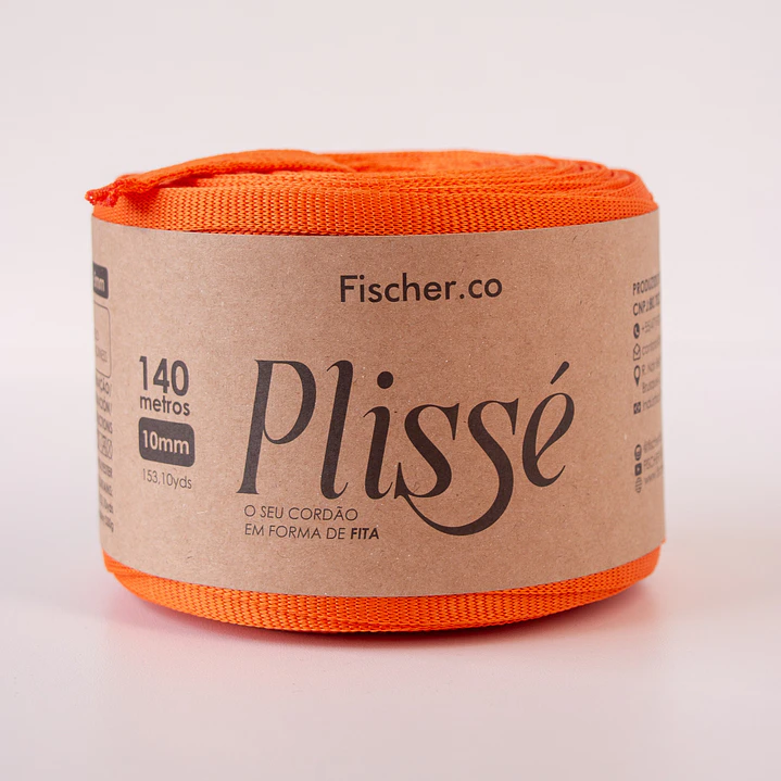 Fita Plissé - Fio 100% Poliéster 10mm - 140 metros - Laranja - 20087 1