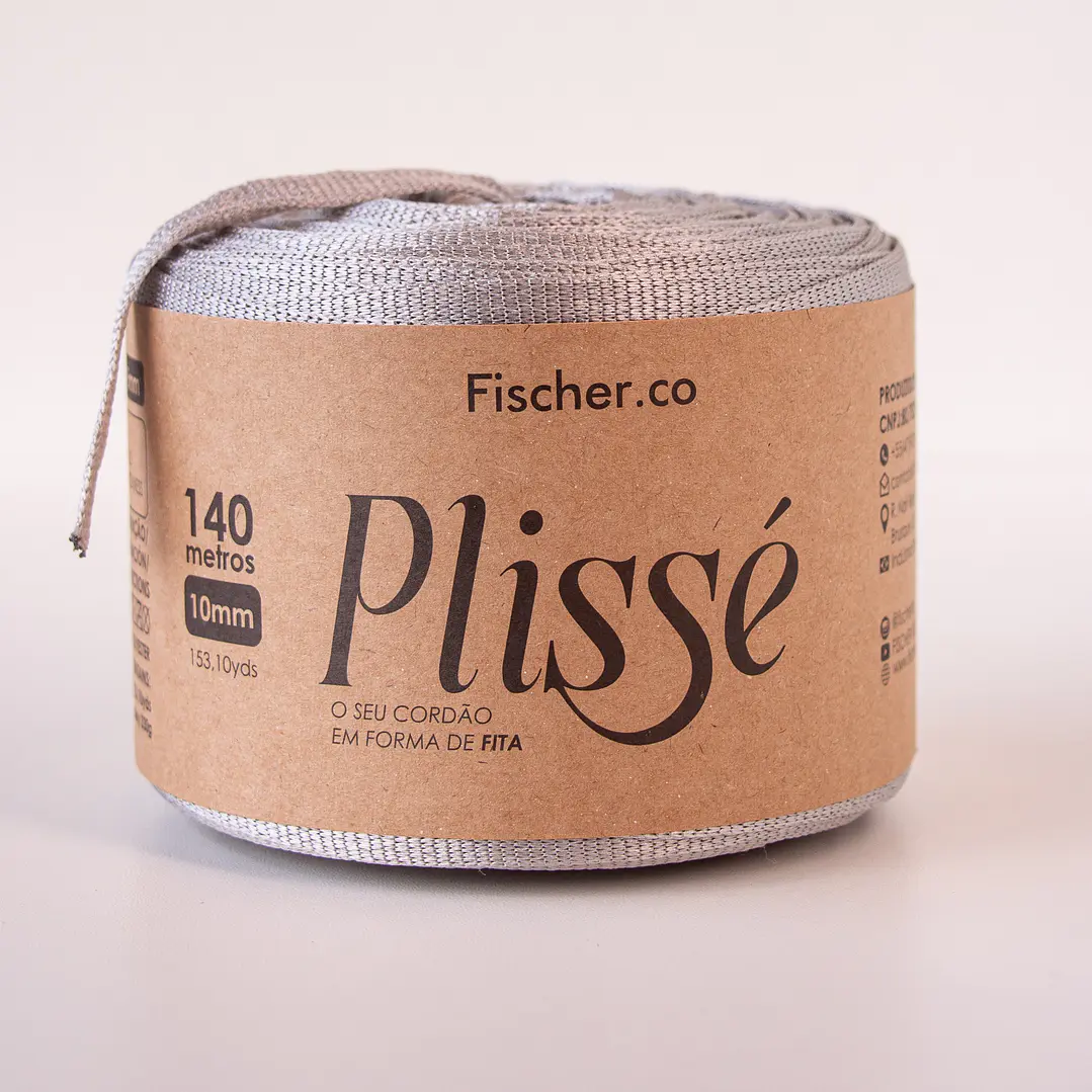 Fita Plissé - Fio 100% Poliéster 10mm - 140 metros - Platinado - 20090 1