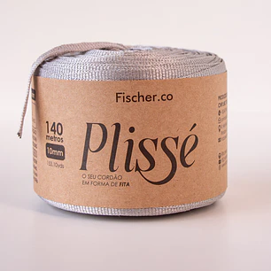 Fita Plissé - Fio 100% Poliéster 10mm - 140 metros - Platinado - 20090