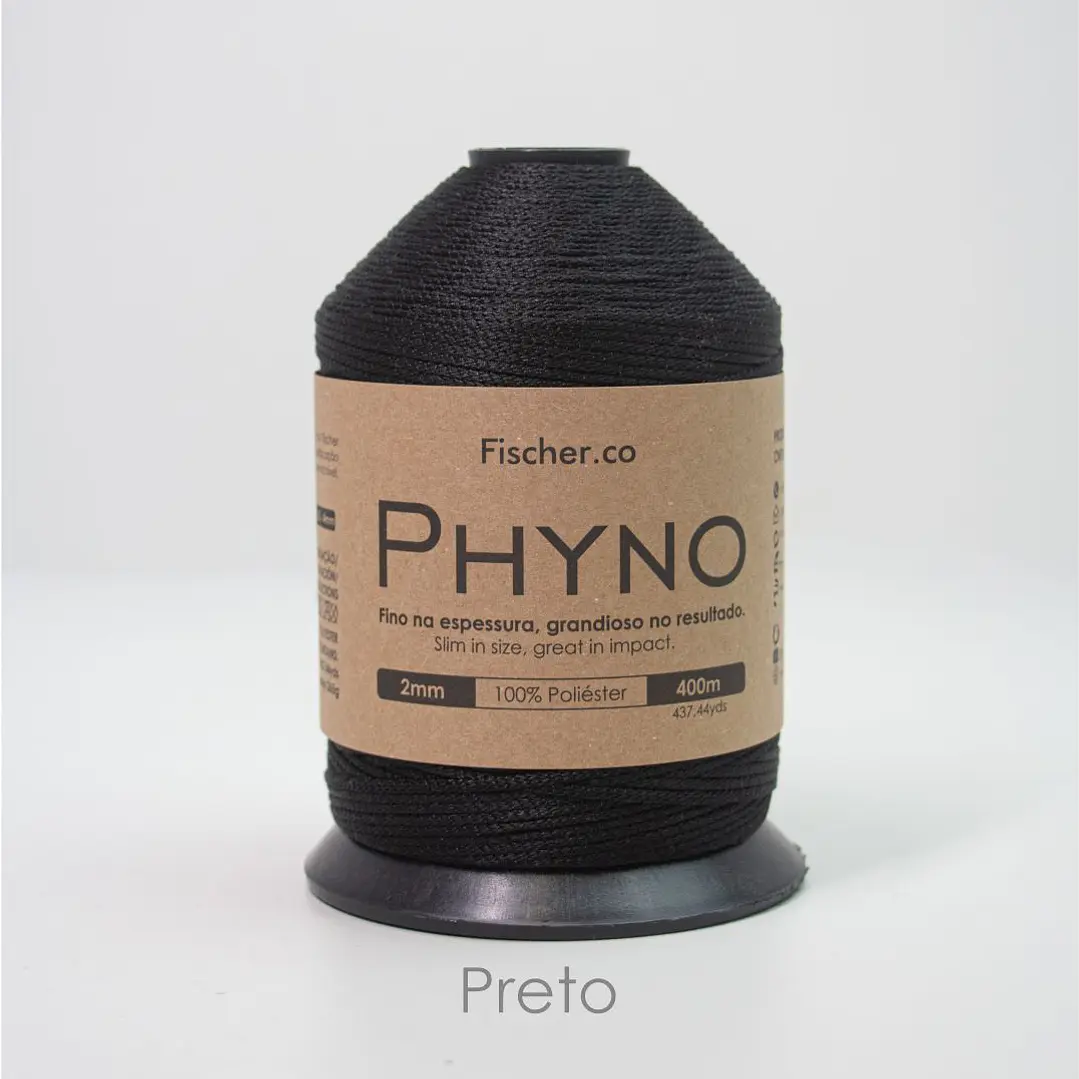 Phyno 2mm - Cordão 100% Poliéster - 400m - Preto - 10001 1