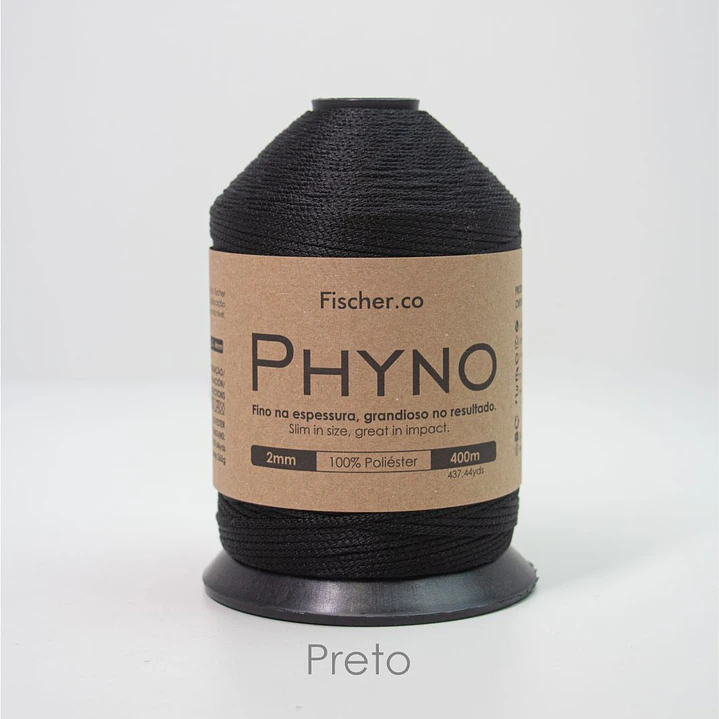 Phyno 2mm - Cordão 100% Poliéster - 400m - Preto - 10001 1
