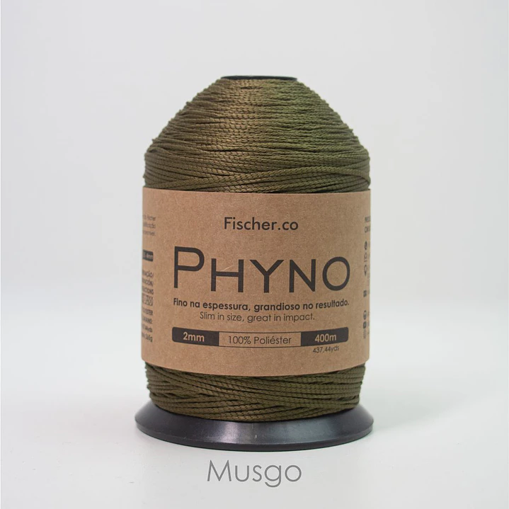 Phyno 2mm - Cordão 100% Poliéster - 400m - Musgo - 10002 1