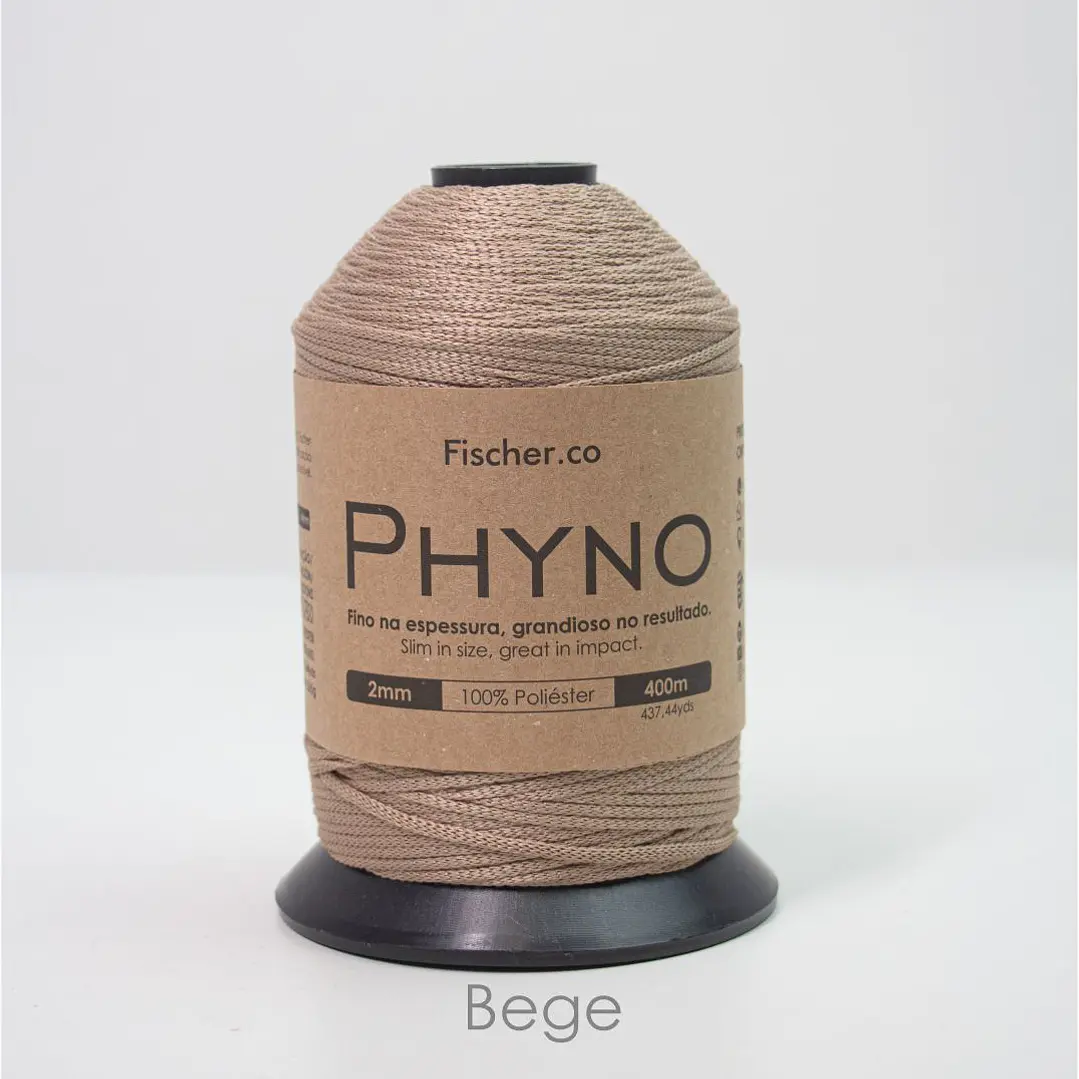 Phyno 2mm - Cordão 100% Poliéster - 400m - Bege - 10003 1