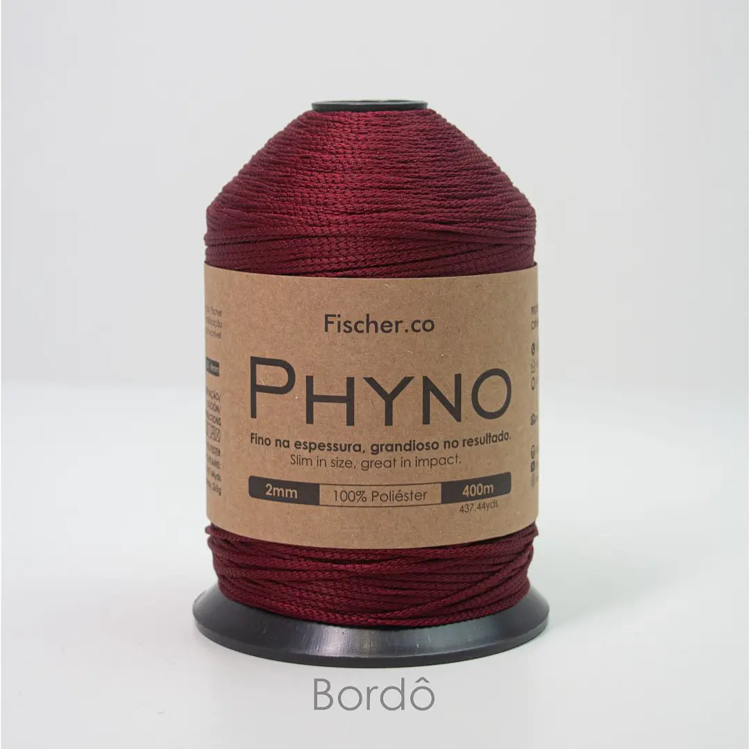 Phyno 2mm - Cordão 100% Poliéster - 400m - Bordô - 10005 1