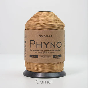 Phyno 2mm - Cordão 100% Poliéster - 400m - Camel - 10010