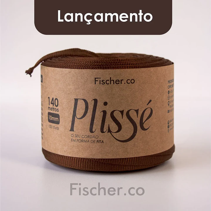 Fita Plissé - Fio 100% Poliéster 10mm - 140 metros - Cacau - 20091 1