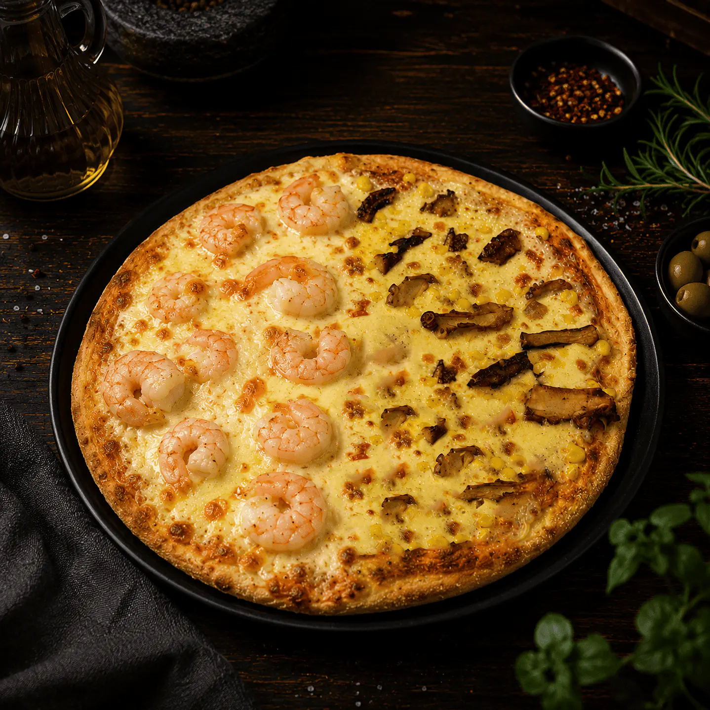 PIZZA PULPO CAMARÓN MEDIANA
