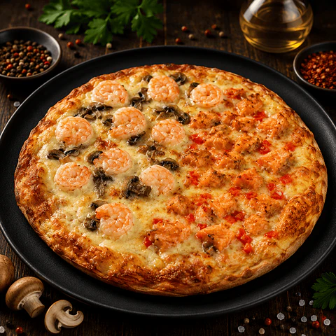 PIZZA SALMÓN CAMARÓN MEDIANA 30 CM