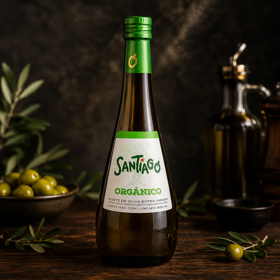 ACEITE DE OLIVA EXTRA VIRGEN ORGÁNICO 500 ML PREMIUM SANTIAGO 1