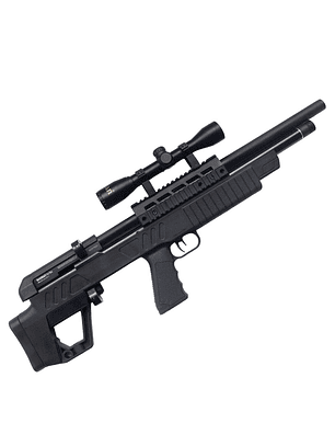 Pack rifle BEEMAN Commodore Bullpup Regulado (sintético) + Mira APOLO 3-9x40EG + bombín Bombe rone