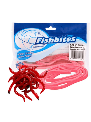 FishBites Bloodworm 1/4in Long Lasting Red ESENCIA DE LOMBRIZ DE SANGRE (WEPLE)