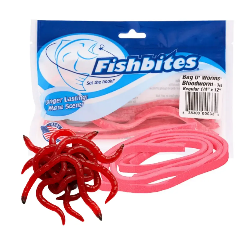 FishBites Bloodworm 1/4in Long Lasting Red ESENCIA DE LOMBRIZ DE SANGRE (WEPLE) 1