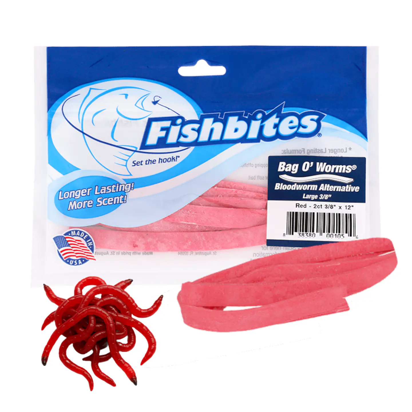 FishBites Bloodworm 3/8in Long Lasting Red Esencia de Lombriz de Sangre (WEPLE) 1