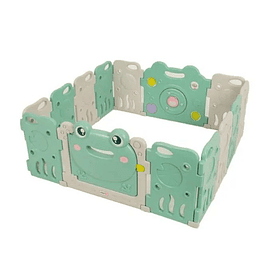 Corral De Plástico Bebés Playpen Verde Plegable 12+2 Paneles