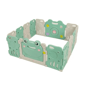 Corral De Plástico Bebés Playpen Verde Plegable 16+2 Paneles