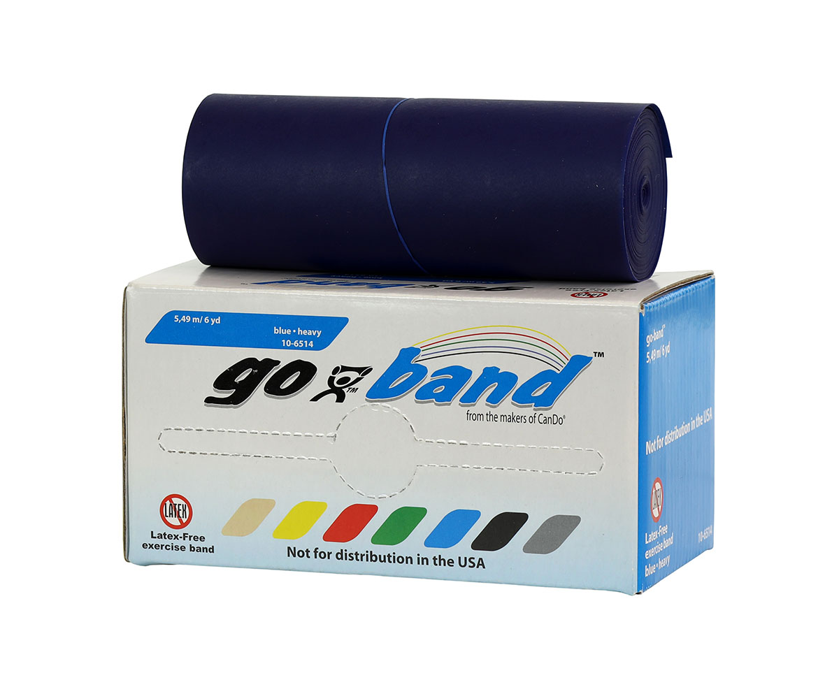 Banda elástica Cando® Libre de Latex Azul Resistencia Alta 5.48 mts