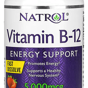 Natrol Vitamina B12 5000 Mcg - 100 Tabletas - Sabor Frutilla Sin Sabor