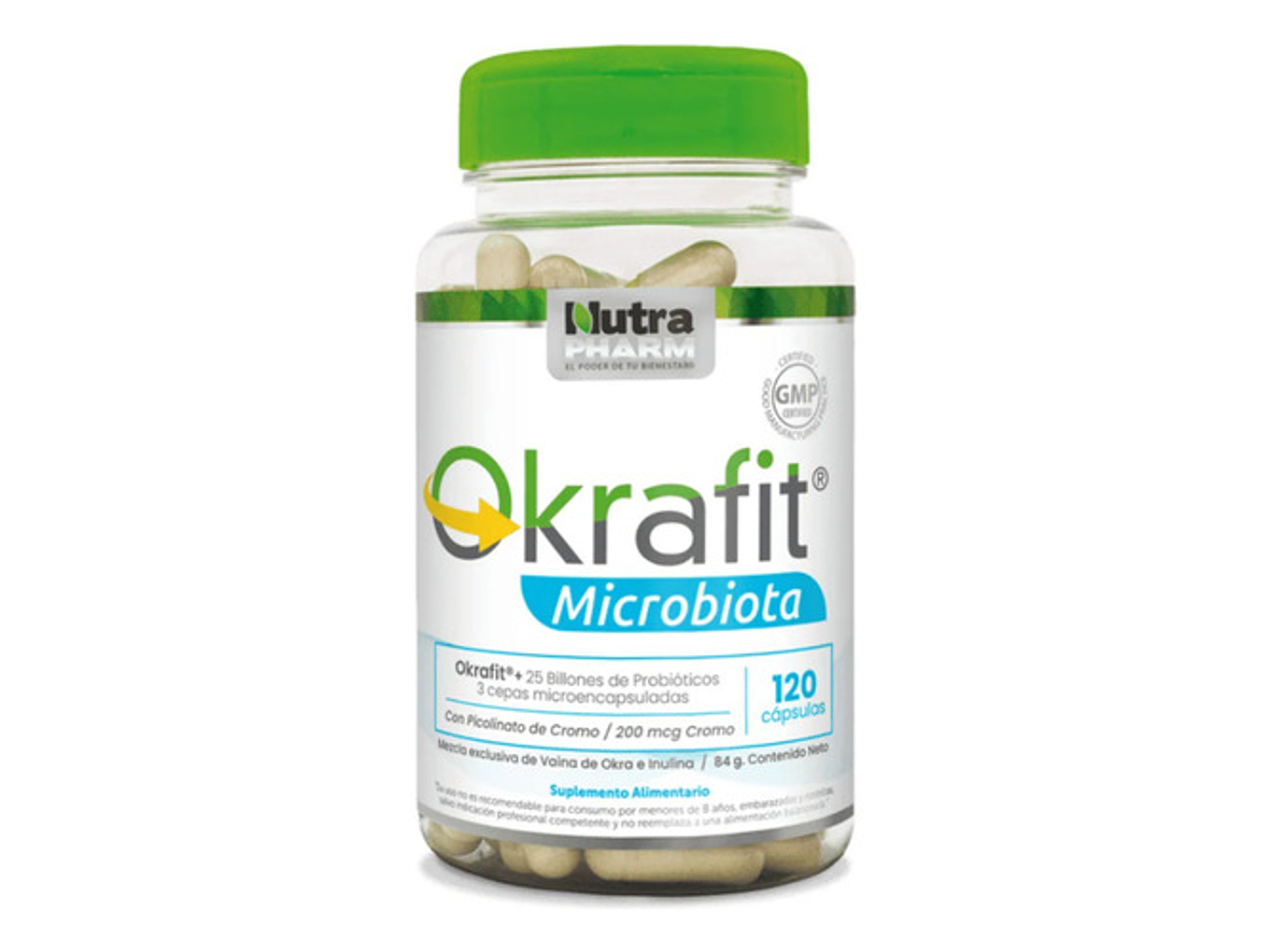 Quemador De Grasa Okrafit Microbiota Probiotix Atrapa Grasas Sabor 120 Cápsulas 1