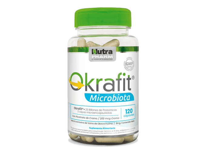 Quemador De Grasa Okrafit Microbiota Probiotix Atrapa Grasas Sabor 120 Cápsulas 1