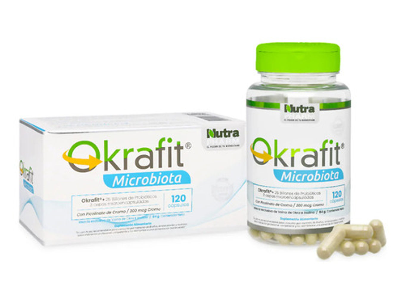 Quemador De Grasa Okrafit Microbiota Probiotix Atrapa Grasas Sabor 120 Cápsulas 4