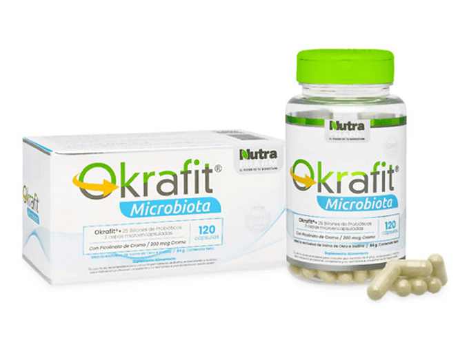 Quemador De Grasa Okrafit Microbiota Probiotix Atrapa Grasas Sabor 120 Cápsulas 4