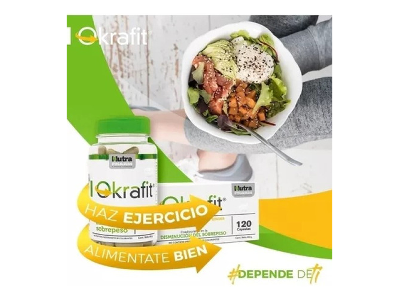 Quemador De Grasa Okrafit Microbiota Probiotix Atrapa Grasas Sabor 120 Cápsulas 7