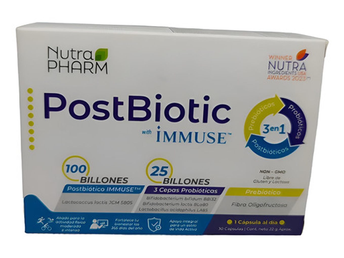 Nutrapharm Postbiotic Immuse Adulto 30 Caps Triple Acción 1