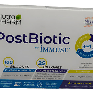 Nutrapharm Postbiotic Immuse Adulto 30 Caps Triple Acción