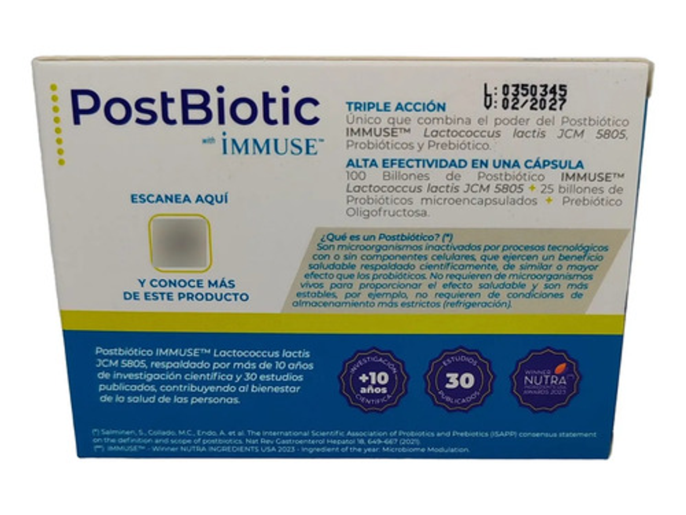 Nutrapharm Postbiotic Immuse Adulto 30 Caps Triple Acción 4