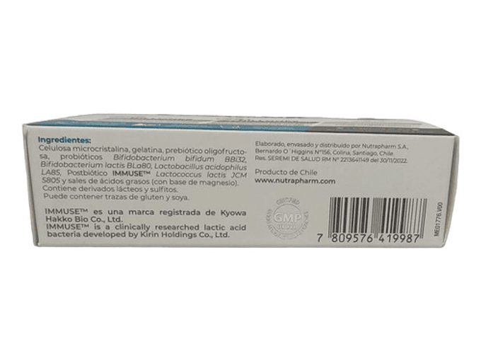 Nutrapharm Postbiotic Immuse Adulto 30 Caps Triple Acción 5