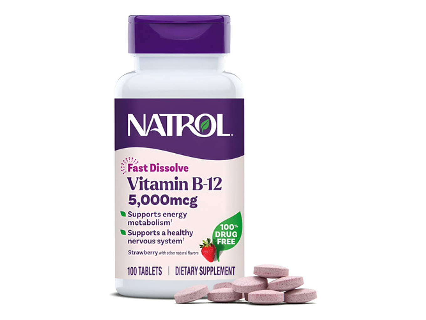 Natrol Vitamina B12 5.000 Mcg Sabor Frutilla X100 1