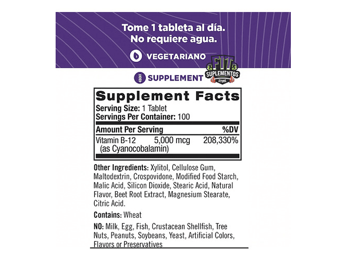 Natrol Vitamina B12 5.000 Mcg Sabor Frutilla X100 6