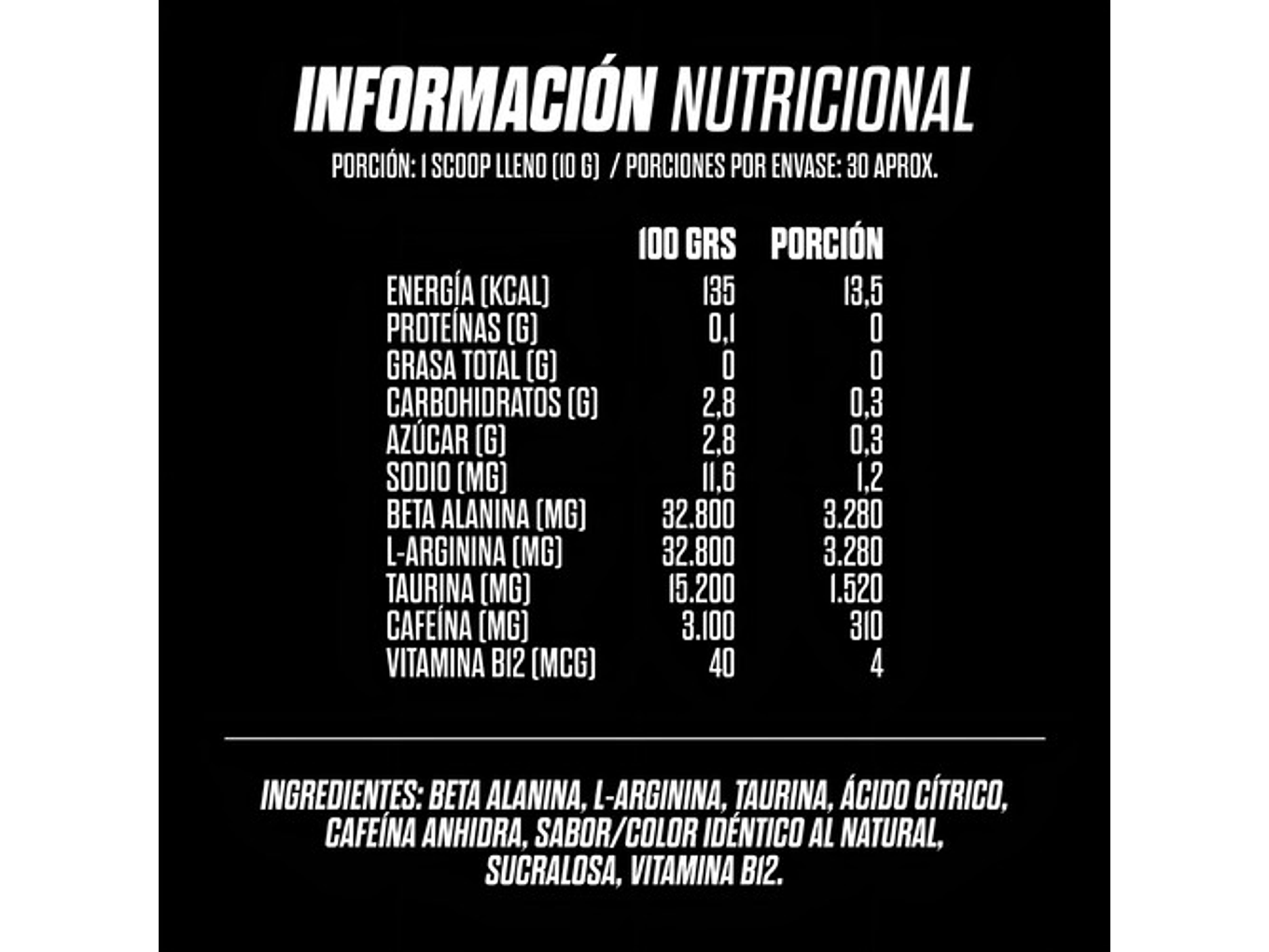 Pre Entrenamiento G Punk Gohard - 30 Servicios Sabor G-punk 2