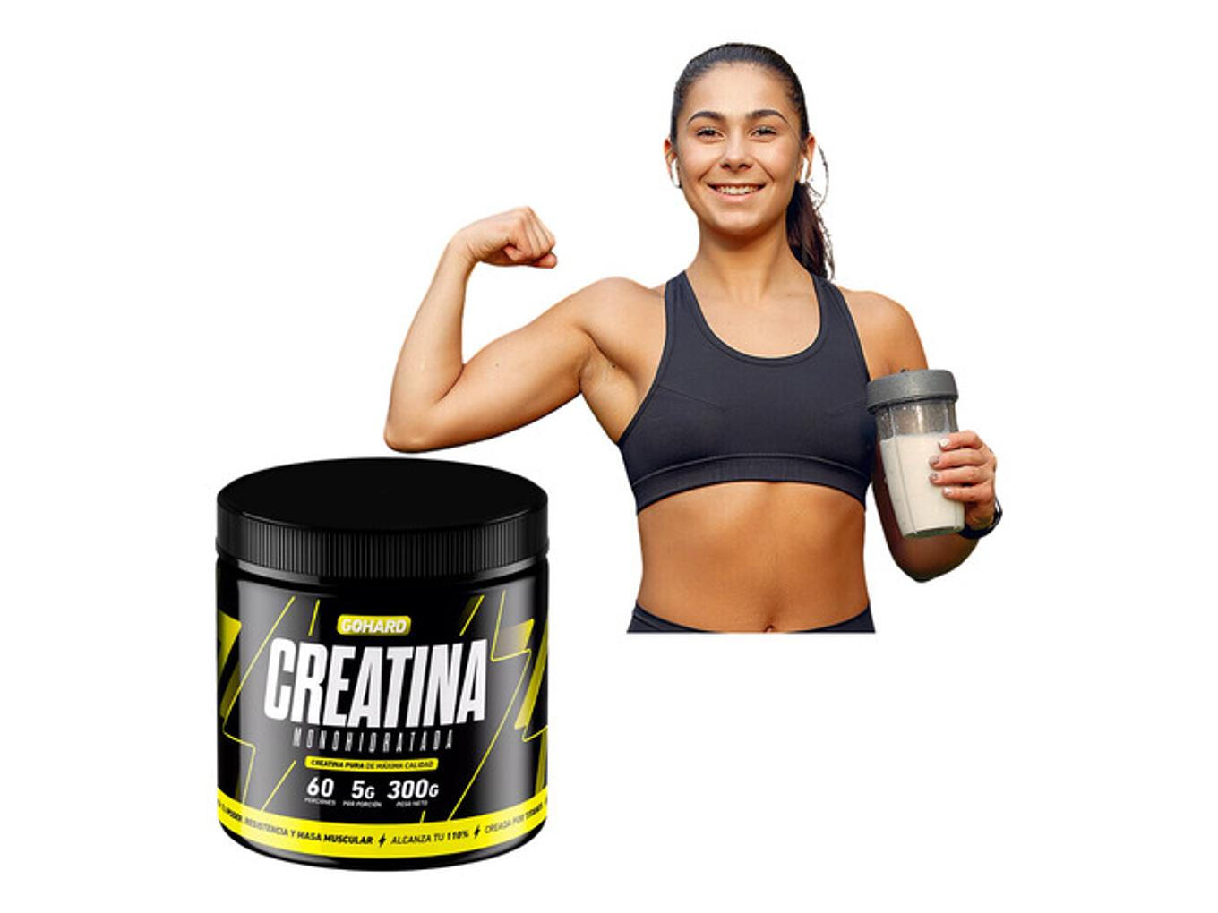 Creatina Monohidratada Gohard 60 Servicios. Fitness Sabor Sin Sabor / 300 Grs 4