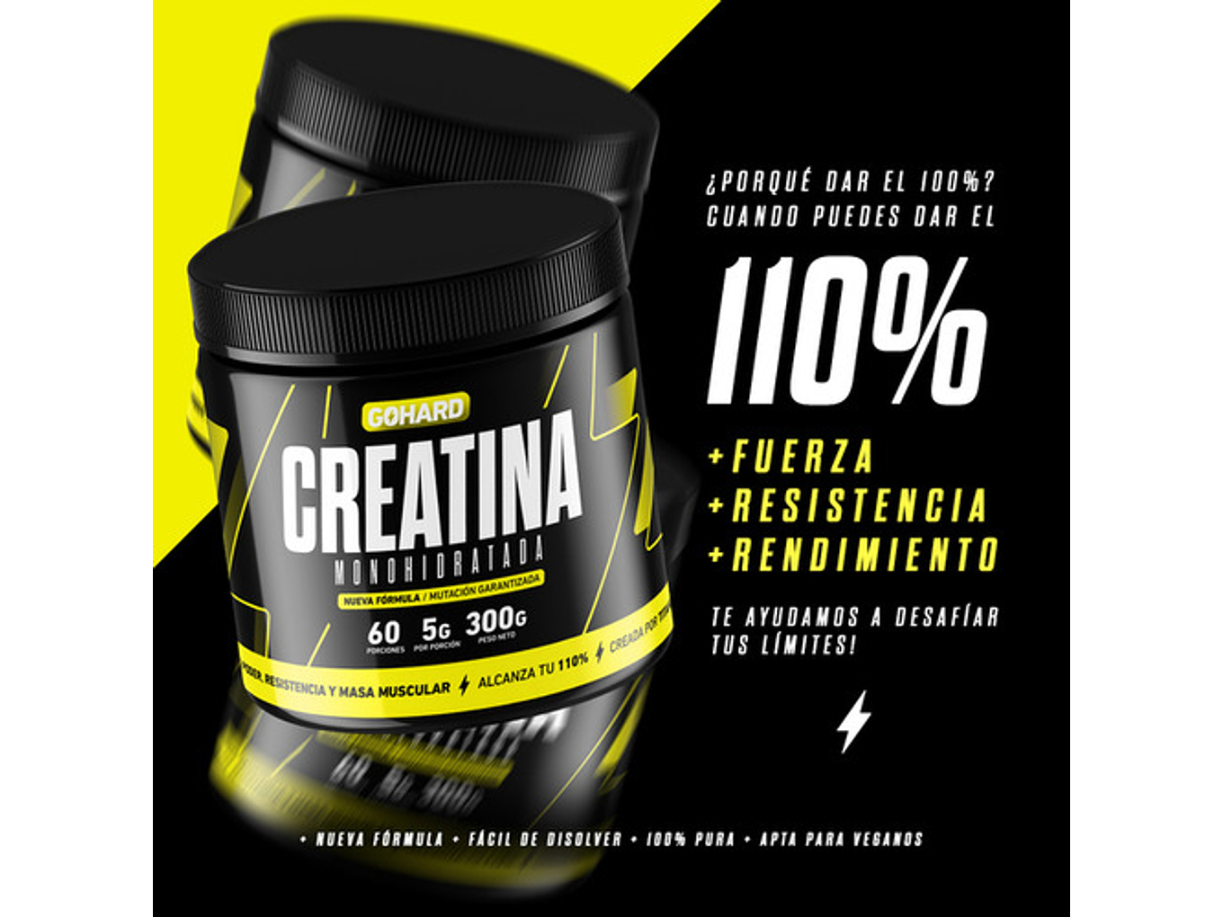 Creatina Monohidratada Gohard 60 Servicios. Fitness Sabor Sin Sabor / 300 Grs 5
