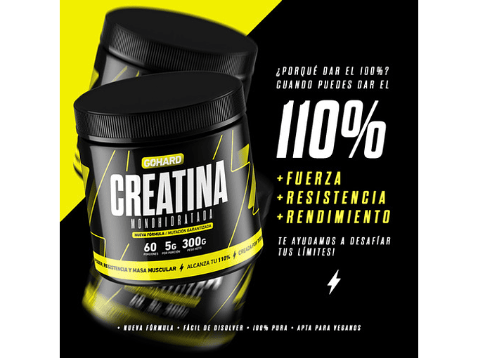 Creatina Monohidratada Gohard 60 Servicios. Fitness Sabor Sin Sabor / 300 Grs 5
