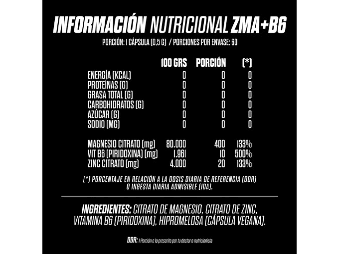 Zma + B6 60 Capsulas - Gohard Sabor Sin Sabor 3