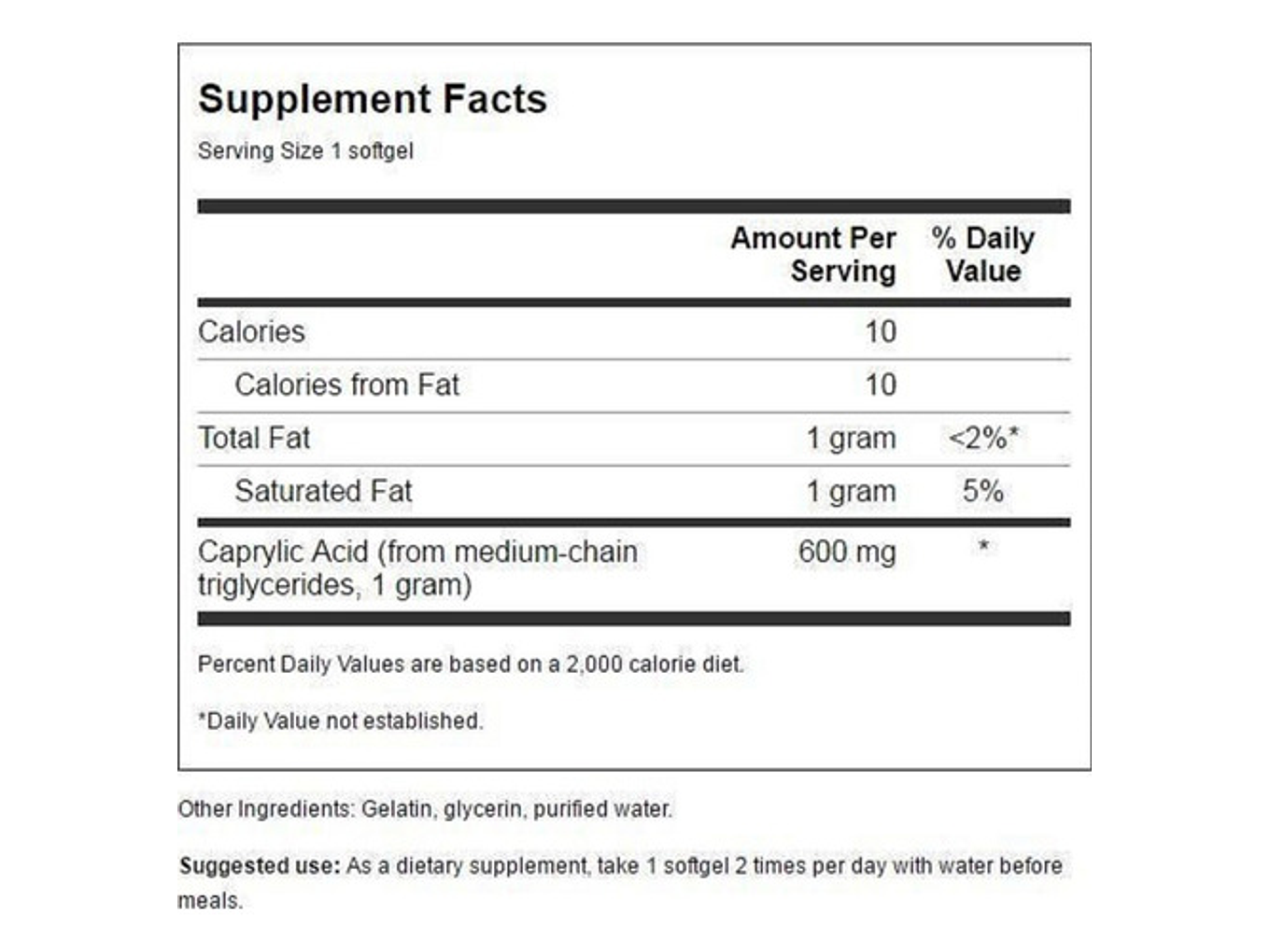 Acido Caprilico Swanson 600mg Candida Albicans 6