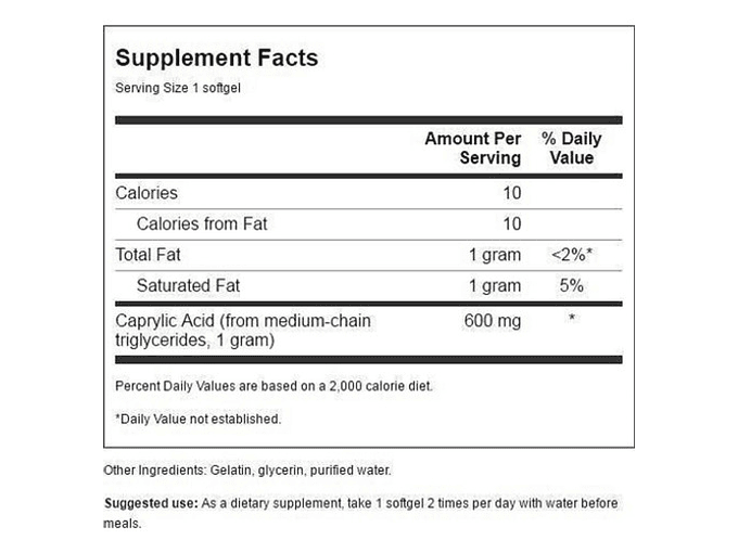 Acido Caprilico Swanson 600mg Candida Albicans 6