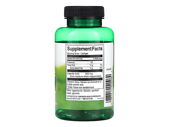 Acido Caprilico Swanson 600mg Candida Albicans 9