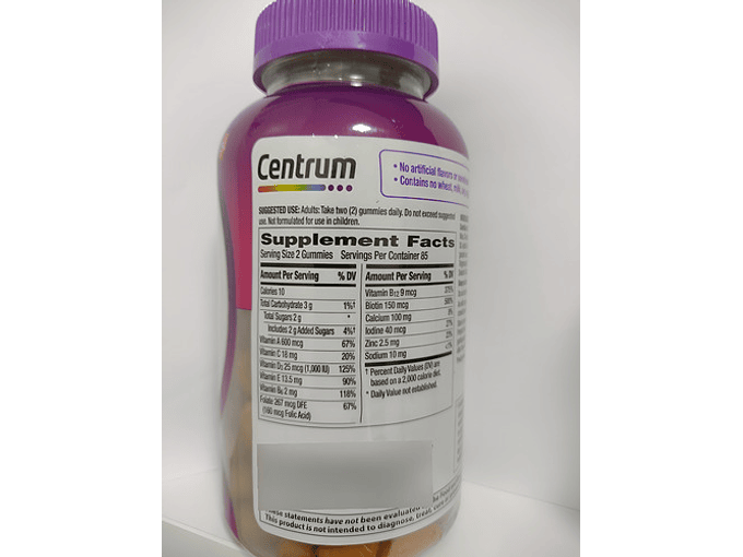 Multivitaminico Centrum Para Mujer Sabor Frutas 170 Gomitas 7