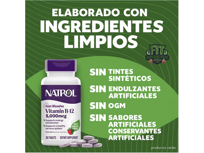 Natrol Vitamina B12 5.000 Mcg Sabor Frutilla X200 4