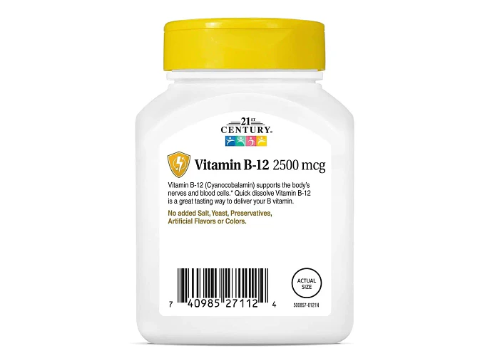 21st Century Vitamina B12 2500 mcg – 110 Tabletas Sublinguales de Disolución Rápida 3
