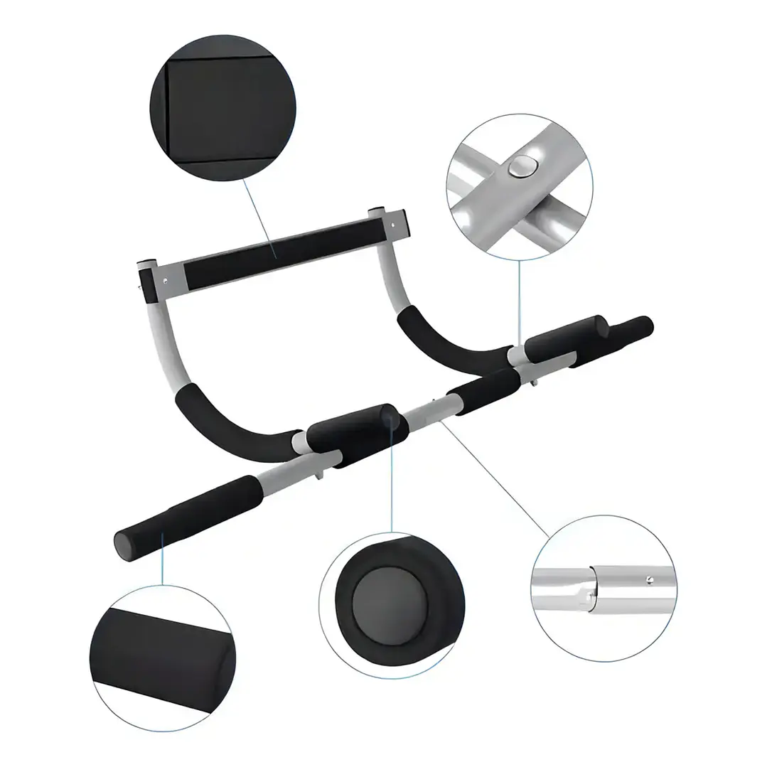 Barra Multifuncional Ejercicios Muchmore Negra Plateada Para Puerta 95cm Negro/plateado 1